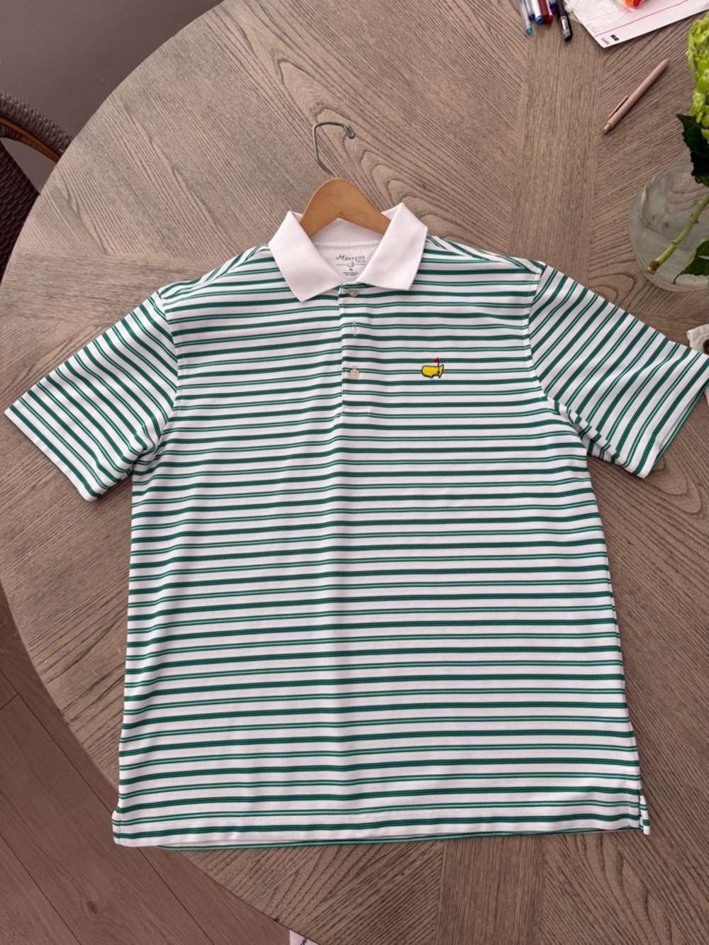 Authentic Masters Striped Green & White Polo Shirt